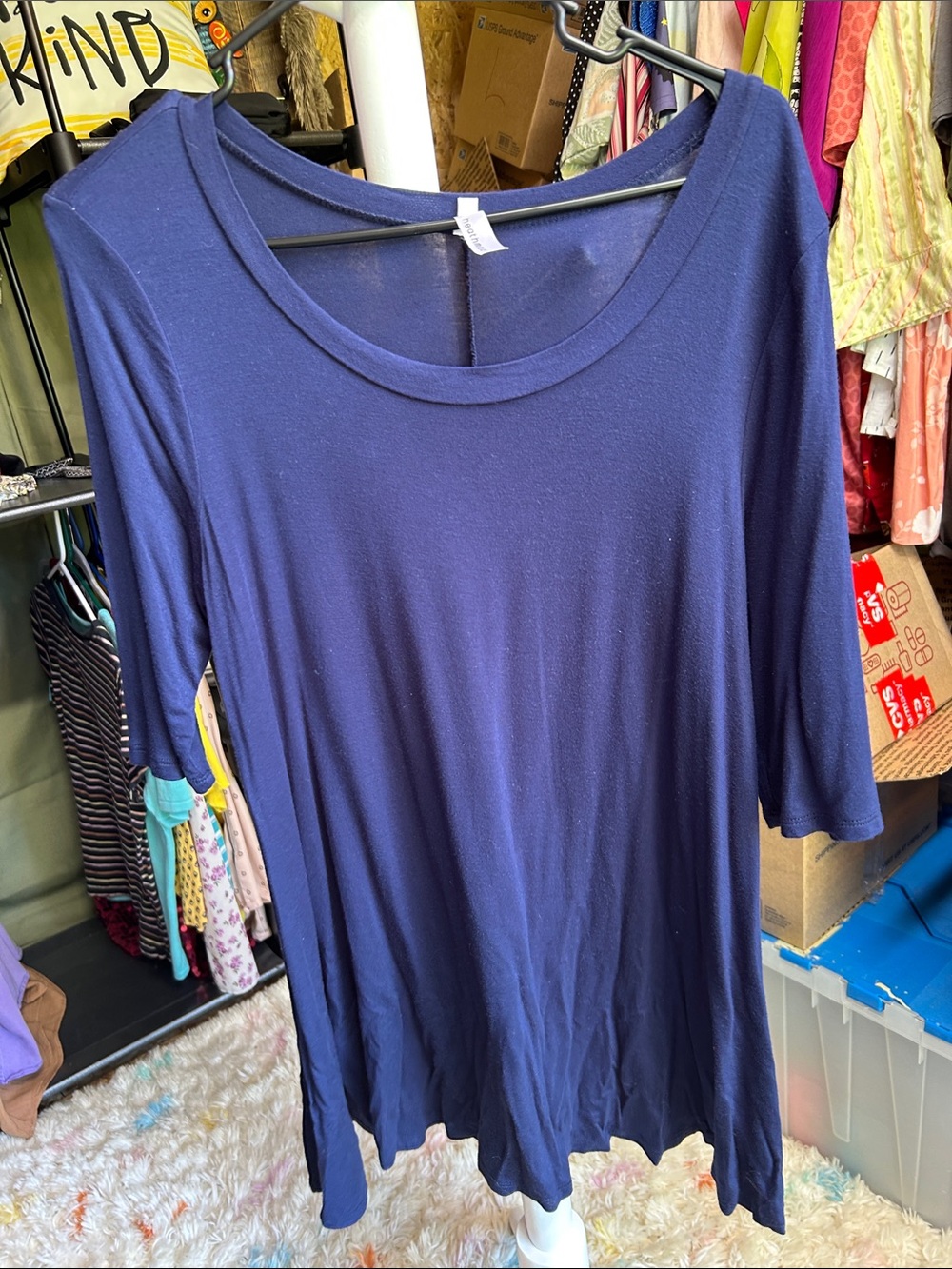 Heathmoor Classic Scoop-Neck Navy Tunic Top Size M